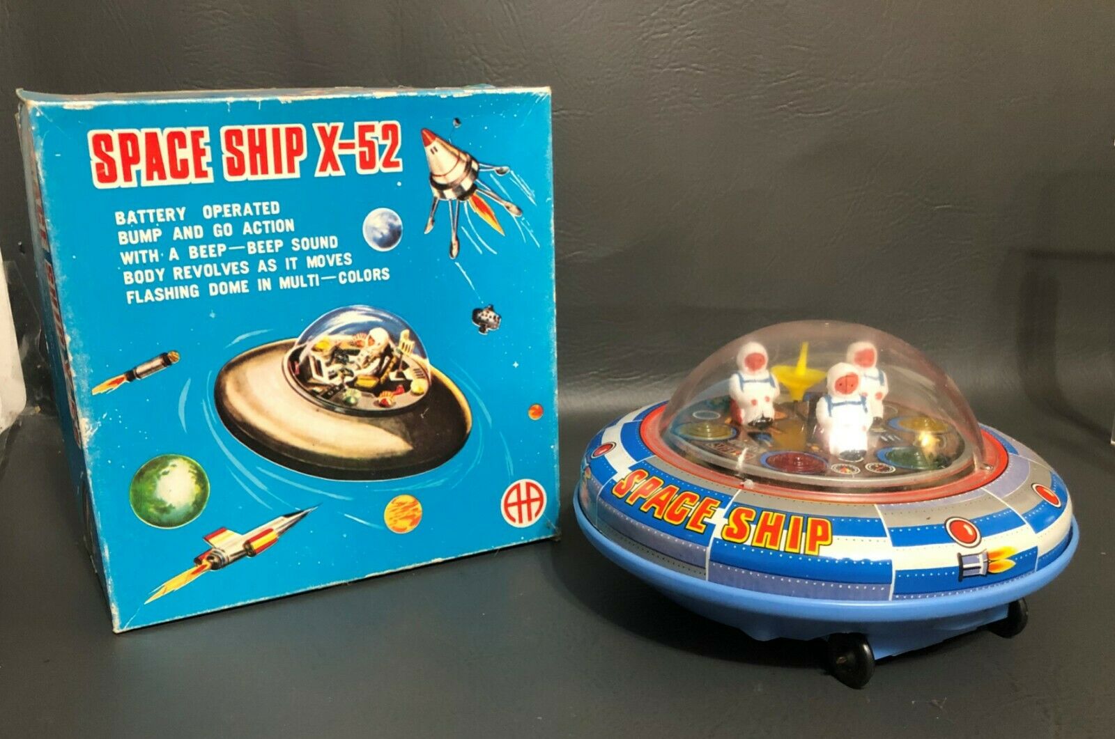 Vintage Ananiadis Space Ship X-52 Battery Operated Toy W Original Box Greece
