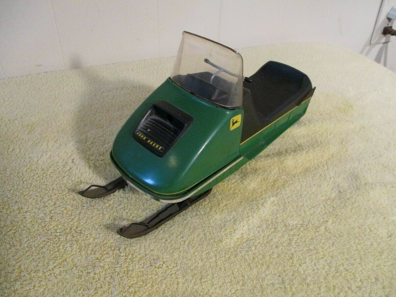70's Rare John Deere Toy Green Snowmobile Battery Operated  12" Long Works Vgc