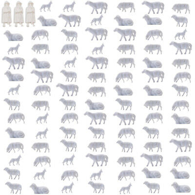 An8703b 100pcs 1:87 Unpainted White Farm Animals Sheep Collie Dog Shepherd Ho