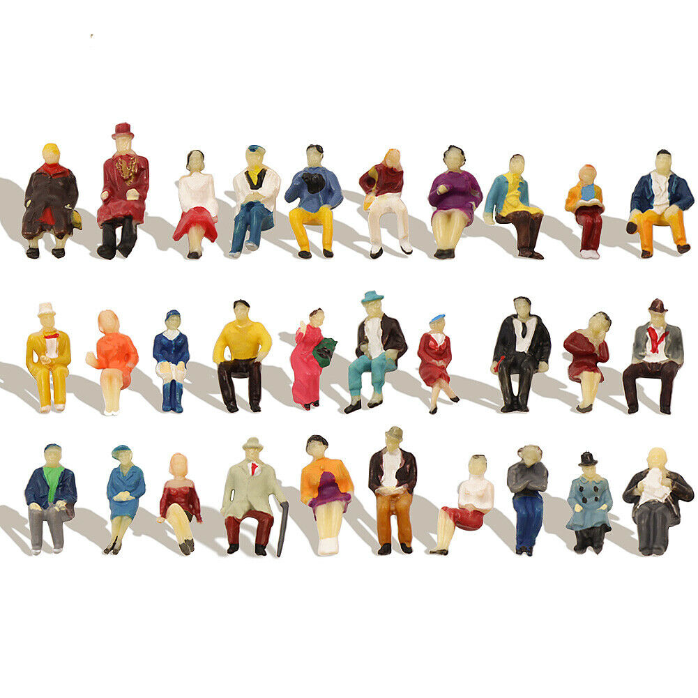 P8711 60pcs Model Ho Gauge 1:87 Seated People Sitting Figures 30 Different Poses