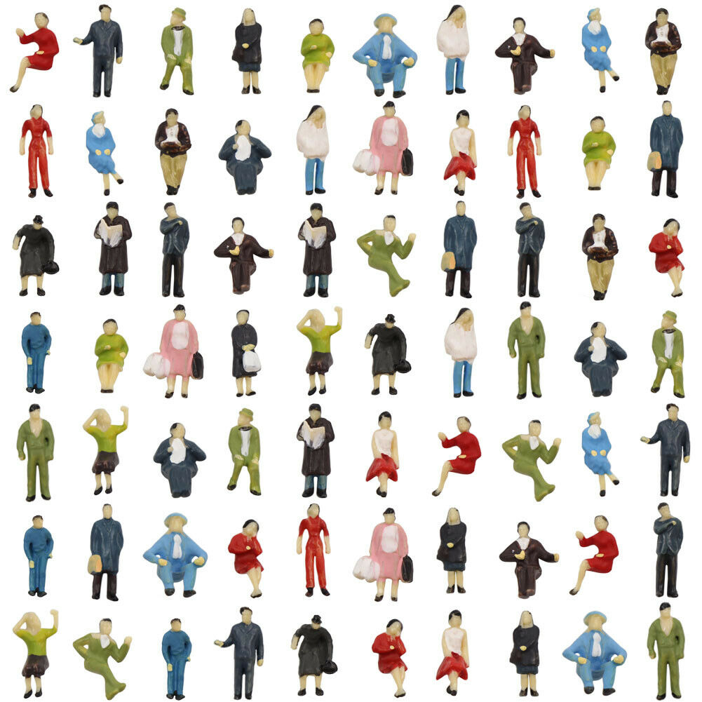 72pcs Ho Scale 1:87 Seated Standing People Figures Passengers 24 Different Poses