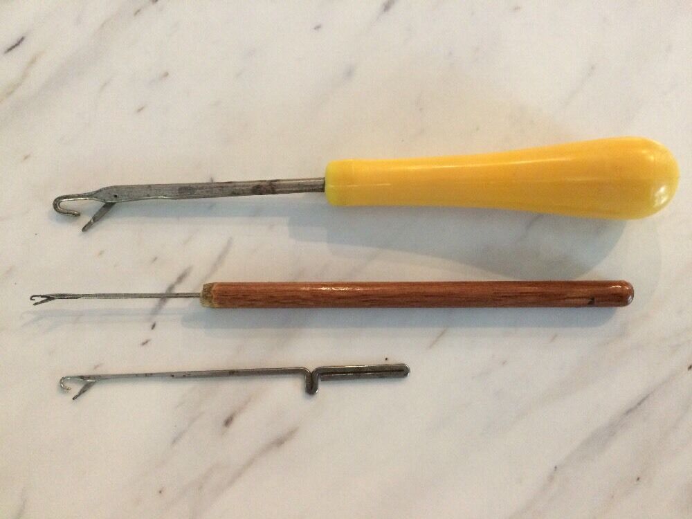 Vintage Lot Of 3 Punch Needle Wool Rug Tools Rug Making Tools Latch Hook